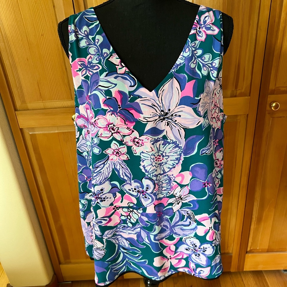 Lilly Pulitzer sleeveless blouse florin reversible XL
